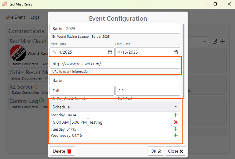 Event Configuration