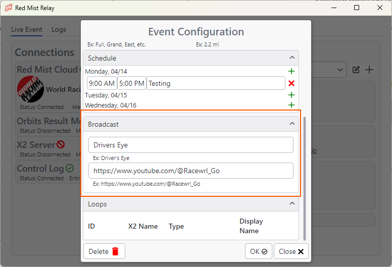Event Configuration